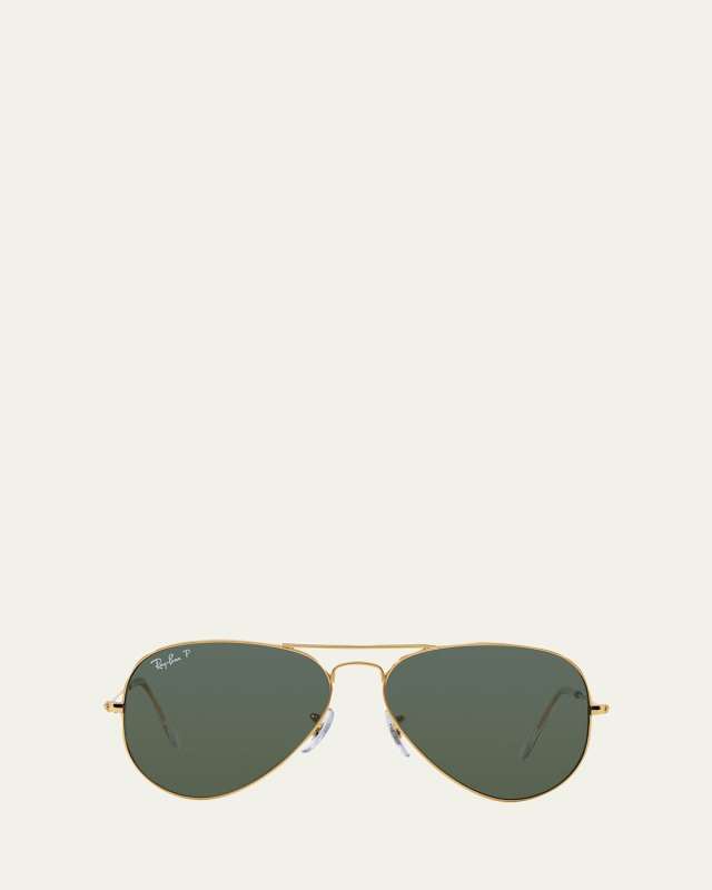 Monochromatic Polarized Metal Aviator Sunglasses, Yellow Pattern